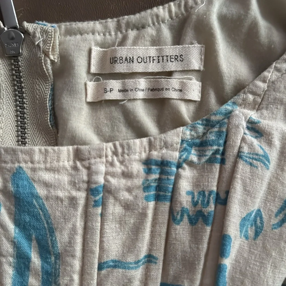 Urban Outfitters Small Corset Off White Blue Abstract Print Boned - Picture 4 of 5